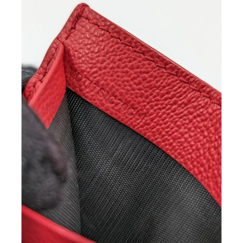 Burberry Sandon Embossed Logo Smooth Leather Card Case Wallet Red - Picture 5 of 9